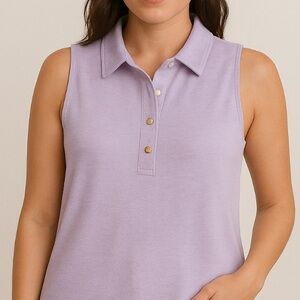 Lavender Sleeveless Polo Top